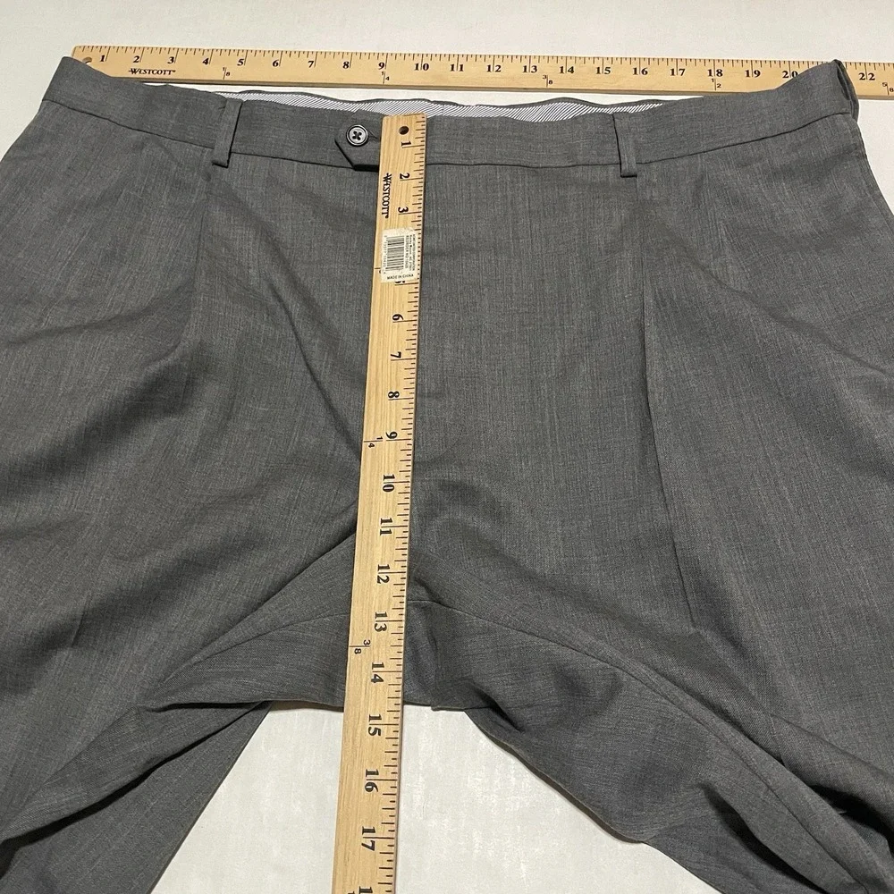 Hart Schaffner Marx Mens Dress Pants GRAY 42 x 33 WOOL Cuffed Hem PLEATED Casual